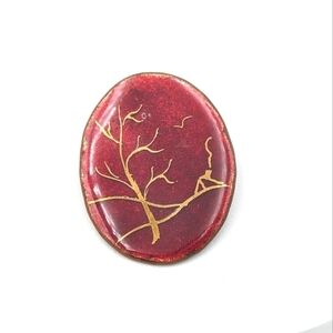 Enamel hand crafted nature scene brooch pin